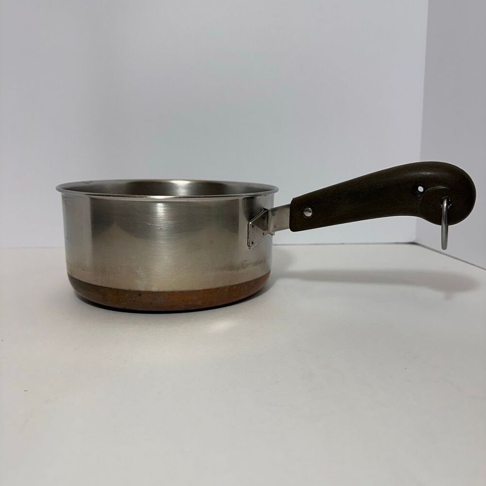 Vintage Revere Ware 2 Quart Saucepan Stainless Steel Body Copper Bottom Pre 1068